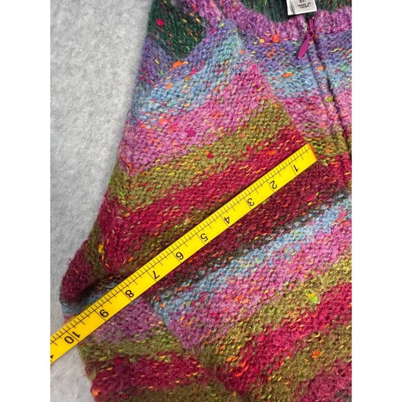 TALBOTS Womens XL VTG Two-Way Zip Cardigan Sweater Multicolor Striped Wool Blend - Picture 9 of 12
